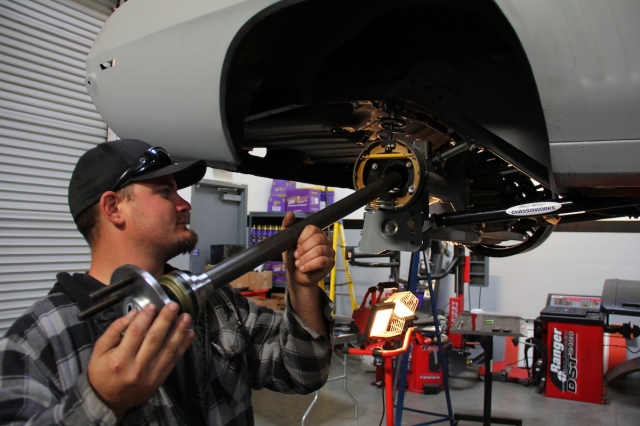 Our shop crew installed the axles into the FAB9 rearend and prepared to mount the brakes and wheels.