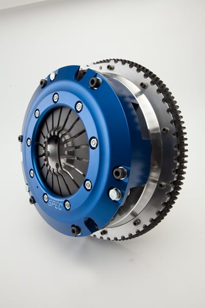 SPEC's Super Twin clutch is designed for street and track cars making extreme horsepower and torque - up to 1,500 foot-pounds. Its design offers near-stock drivability thanks to the holding power the pair of discs offers. They are available in organic, fiber, and full-metallic facings.