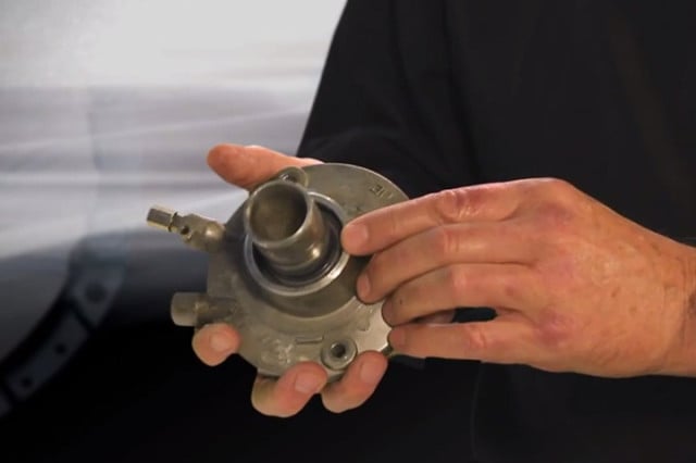 Astbury points to where the stock O-ring sits inside the bearing.