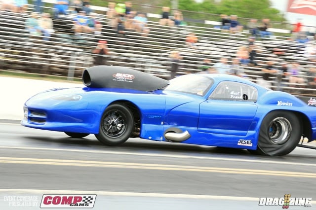 Fast Frank Cersosimo took out Kevin Fiscus on the tree with a .058 light to Fiscus' .099. At the strip Fiscus was 3.849 at 202 to Franks 3.87 at 193, both racers had their best run of the weekend.