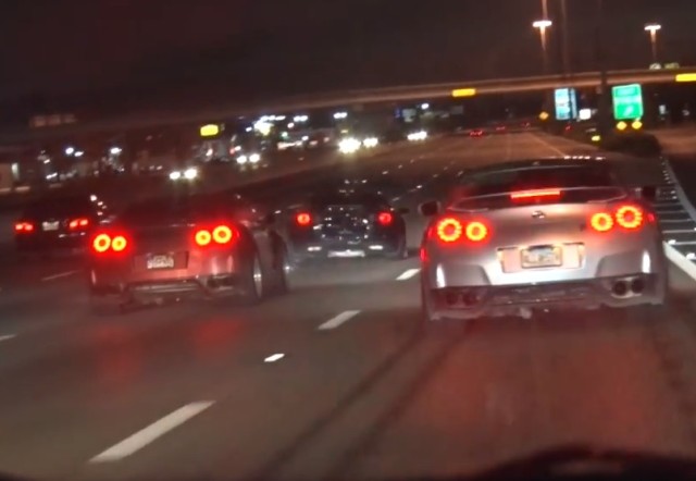 Two GT-R's plus a Corvette would make for one expensive wreck.