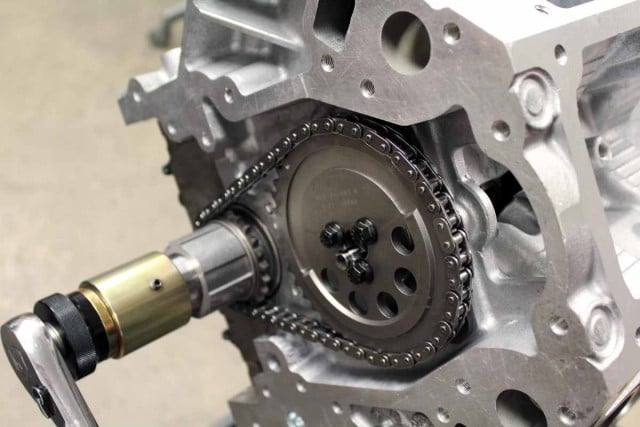 The Howards Cams hydraulic roller was dialed in using one of Cloyes' Hex-A-Just timing sets.