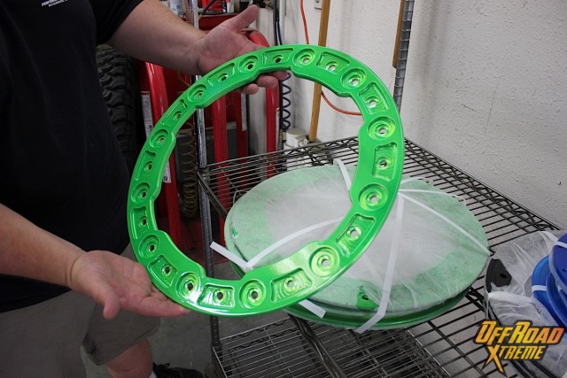 A powder coated beadlock ring ready for our Fuel wheels.