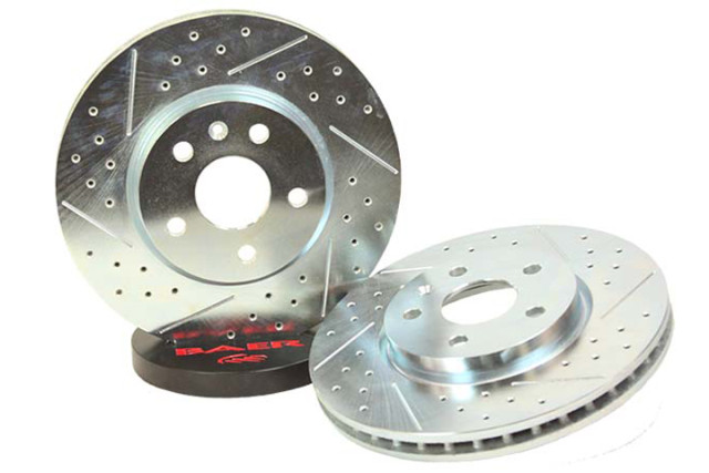 All Sport rotors are a slotted, drilled, and one-piece design. Installation is a bolt-on process that requires no bleeding afterwards, since they carry the same dimensions as stock rotors.