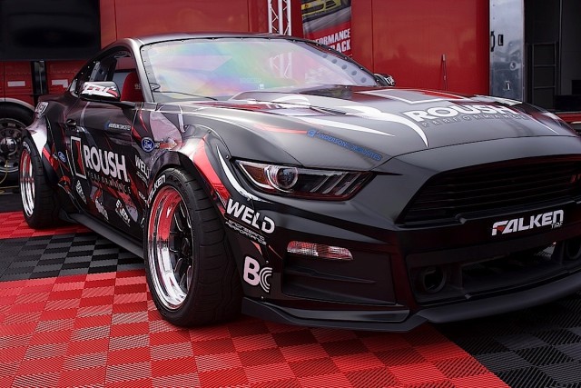 Check out Justin Pawlak’s Formula Drift Competition ROUSH Supercharged Mustang outside of the convention center at Ford's outdoor show case November 3rd-6th