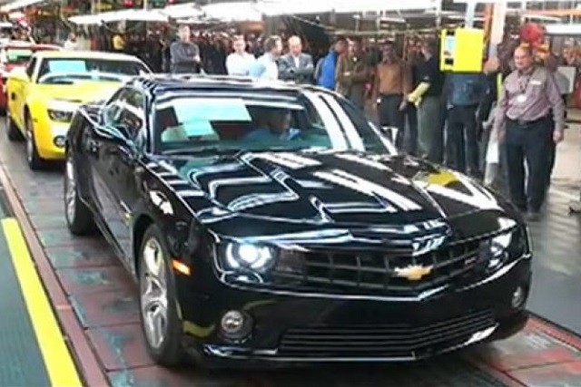 The first Camaro off of assembly lines, back in 2009.