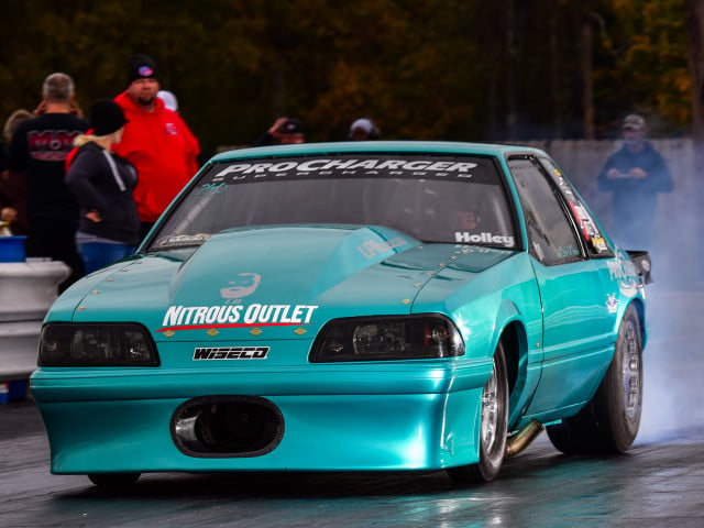 David Pearson's ProCharged small block Mustang is currently the quickest 275-tired car on the planet, clicking off a 4.10 late this season at Huntsville Dragway's Radial Fest.