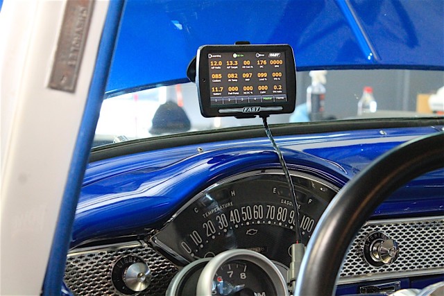The kit also includes a windshield mount for the touchscreen interface so you can easily use it from within the car and monitor things during any shakedown runs you might want to do. Unlike the old FAST EZ EFI system, this interface doesn't require cigarette lighter power, and instead draws the juice from the data connector that hooks up to the ECU. 