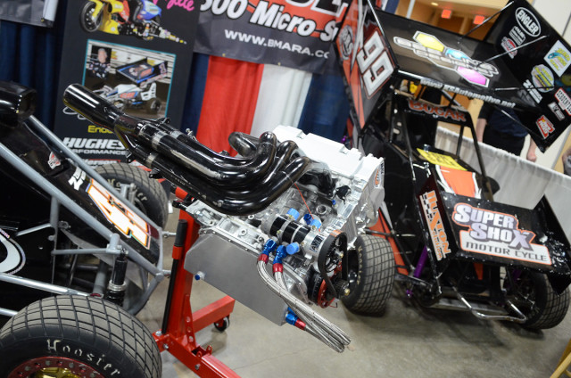 The Badger Midget Racing Association brought out a couple of their cars and an example of the affordable engines they race with, which are fully OEM inline 4-cylinders from Ford, Chevrolet, Toyota, Honda, and other makes.