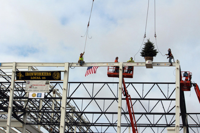 The new paint shop at Flint Assembly tops out over the holidays. Image courtesy Michigan Building Trades.