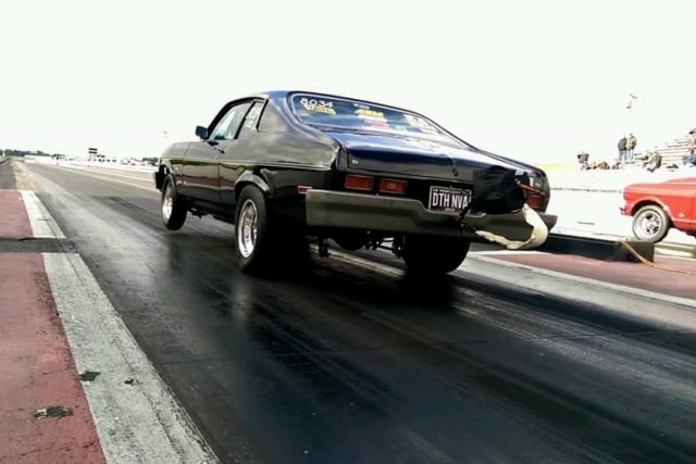 Ben Stark caught this launch shot of Craig and his Nova on a  recent track outing. Craig runs Billet Specialties wheels, and either a Mickey Thompson or Hoosier drag radial, depending on the class and venue. 