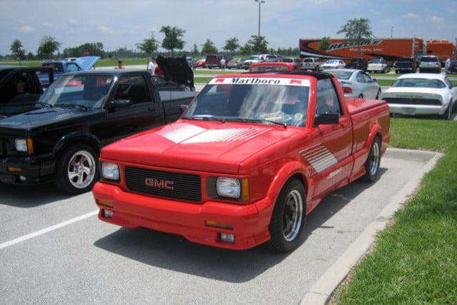 Adding to the Syclone's oddball legacy is this - the special-edition Marlboro Syclone. The tobacco company bought ten examples of the Syclone and with the help of Larry Shinoda, designer of the Corvette Stingray and Boss Mustang, offered the upgraded trucks as prizes for contest held in 1992. All ten trucks were converted to targa-style roofs, and Boyd Coddington "Cobra" wheels, Recaro leather seats, a custom Momo steering wheel and a Bell Tech suspension system were among the modifications.