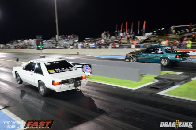 Shawn Pevlor bested Robert Rogers in the semi final of Nitrous X scoring a 4.61 at 156 to  Rogers improved 4.78 at 144. Chris Witzel out of Shelby North Carolina will be Pevlor's opponent in the class final. Pevlor and Witzel left together with Witzel getting the front end up and Pevlor eased out front. He took about a car length lead and stayed there scoring a 4.599 at 155.76 to earn the event win to Witzel's 4.709 at 149.33.