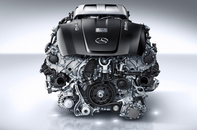 Auto manufactures have turned to turbocharging smaller displacement motors in recent years, as AMG did when switching from the naturally aspirated 6.3-liter V8 to the bi-turbocharged 4.0-liter mill. Image: Mercedes-AMG