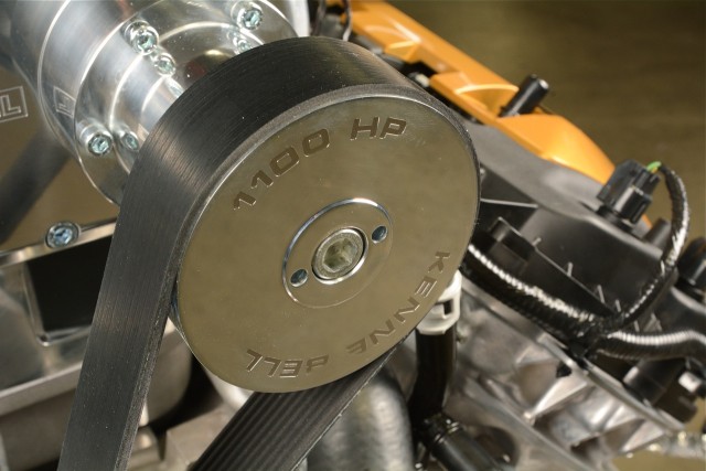 When you make this much power you can boast a little on the blower-drive pulley. All of the 4.2-liter Kenne Bell kits come with this pulley, which like all KB pulleys, is easy to change should different boost be desired at the track and street. 