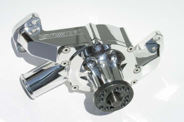 A billet aluminum Meziere mechanical pump. An automotive staple, mechanical pumps vastly outflow their electric counterparts at higher rpm. But in this day and age of advanced technology and design, their value in the high performance realm is gradually diminishing.