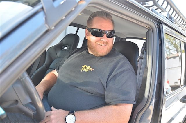 Project XtremeJ's owner, Kevin McIntosh, testing out the seats for the first time.