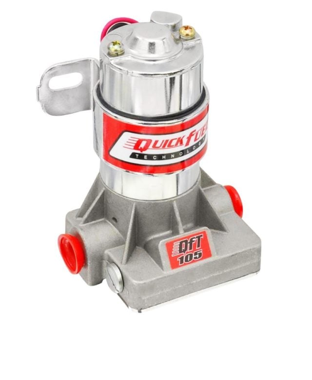 Perfect for GM LS and Ford mod motor swaps, QFT’s cast aluminum electric pumps pack a lot of flow into a compact package. Available in 105-, 125-, and 155 GPH models, these units can support 350-700 hp. Mounting hardware is included, and they draw just four amps of current.