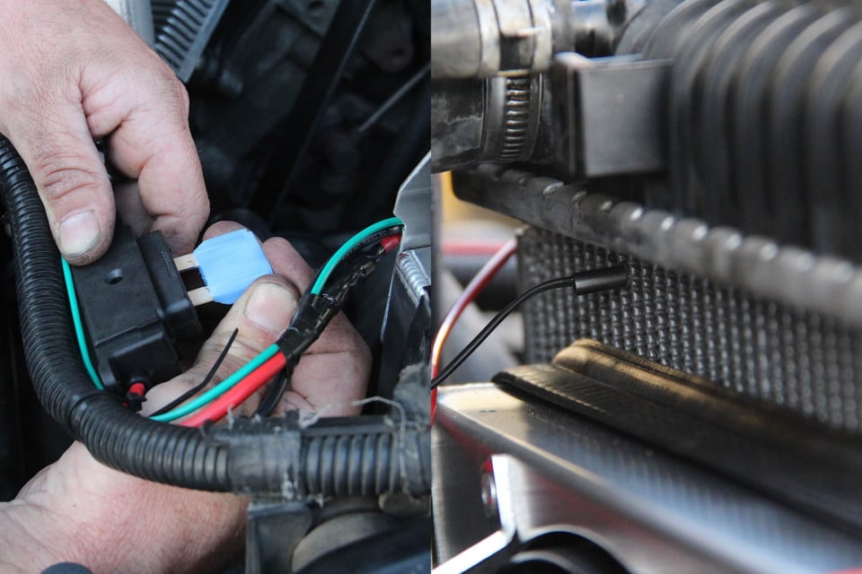 image of main fuse being installed. image of thermostat probe installed in radiator