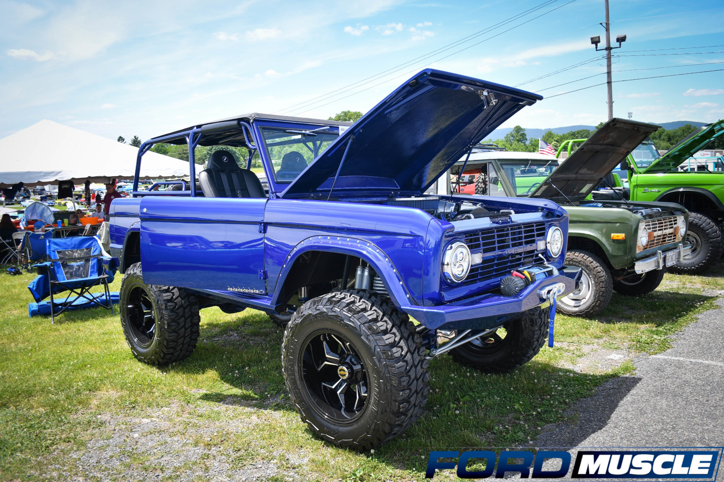 bright blue Ford Bronco