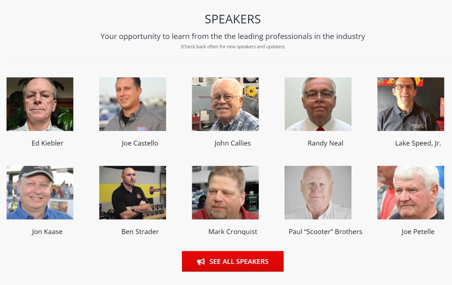 Engine Performance Expo guest speakers