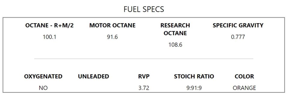BOOSTane E85 fuel specifications